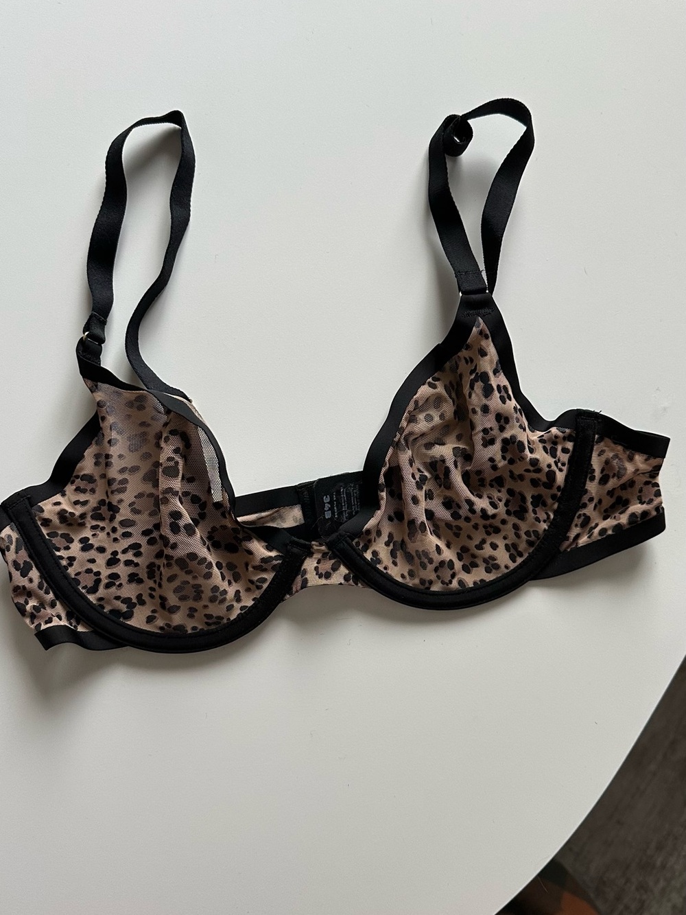Cuup The Plunge Bra 34B Sheer Leopard